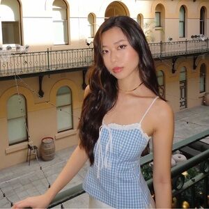 Zara Blue Gingham Top